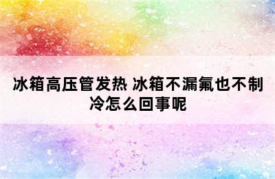 冰箱高压管发热 冰箱不漏氟也不制冷怎么回事呢